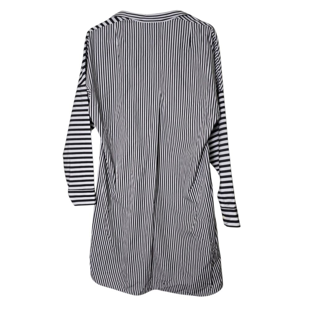 AKRIS PUNTO White Black Striped Cotton Kimono Poplin Shirt Dress 6 Small - Picture 3 of 7